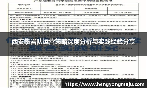 西安攀岩队运营策略深度分析与实践经验分享