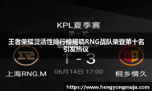 王者荣耀灵活性排行榜揭晓RNG战队荣登第十名引发热议