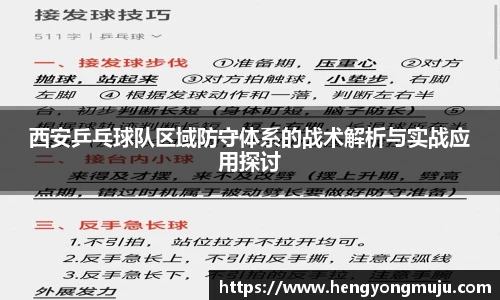 西安乒乓球队区域防守体系的战术解析与实战应用探讨